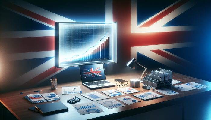 Advanced Tax Benefits of Debt Consolidation: A Comprehensive Guide | DCL Laptop on office desk showing graph of reduced tax liabilities, with debt consolidation and tax relief documents, UK flag background.