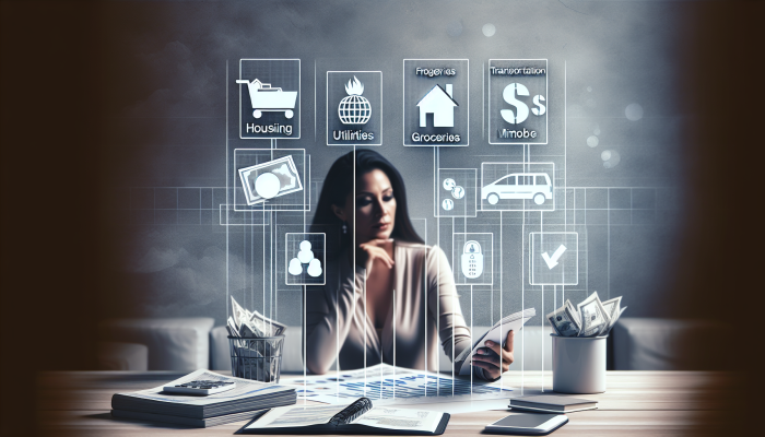 How to Avoid Relapse After Debt Consolidation: A Practical Guide | DCL Person arranging expense list with icons, prioritising housing, utilities, groceries, transportation over mobile phone.