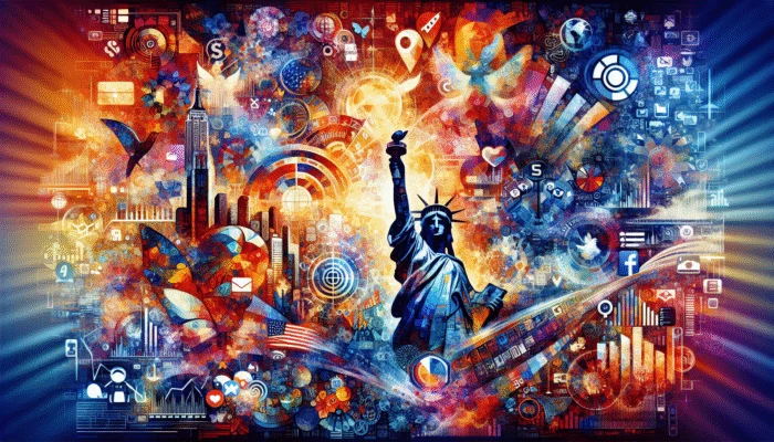 A digital collage featuring global icons, social media symbols, and analytics graphs representing universal content optimization strategies.