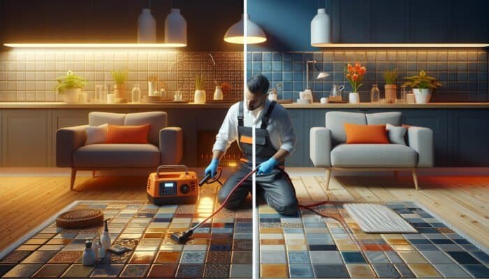 Gleaming ceramic tiles in a UK residence, fusing contemporary and classic designs, enhancing warmth and charm.