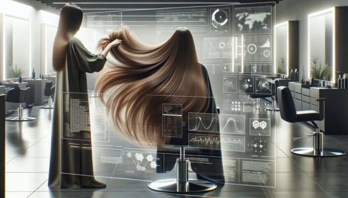 A stylist expertly utilising point, slide, and texturizing cuts for seamless, voluminous long layers in a salon.