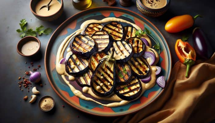 Grilled Eggplant with a Tantalising Tahini Sauce